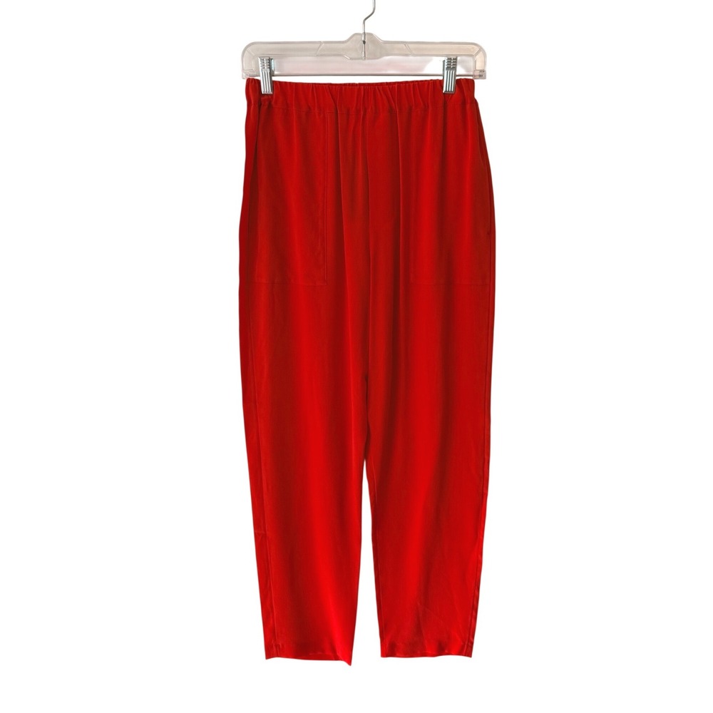 NWT $325 XIRENA Designer Red Mercer Silk Minimalist Luxury Tapered Pant Size XS